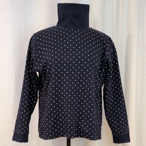 Navy w/Polka Dots Turtleneck - boxy relaxed fit